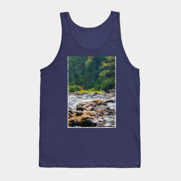 stone path over shallow river in woods Tank Top by Taya Johnston